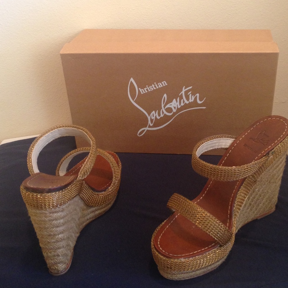 **SOLD** Christian Louboutin Cadena Gold/Rope Espadrilles